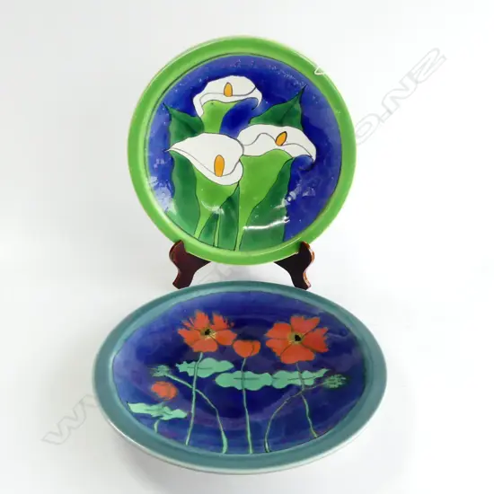 2 'THE GARDEN PARTY' WIDE CERAMIC DISHES, Dia.360mm