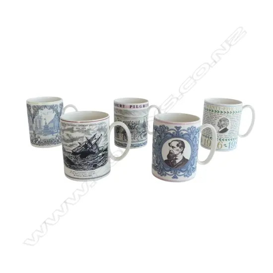 5 ASST. WEDGWOOD COMMEMORATIVE MUGS