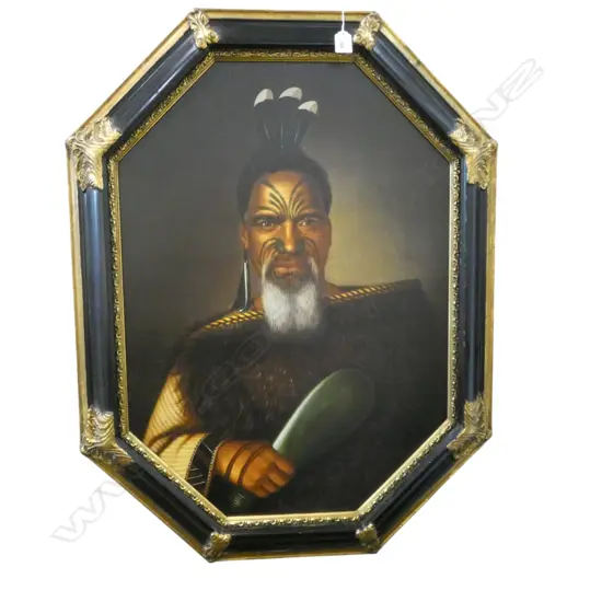 GOLDIE STYLE PRINT ON CANVAS; MAORI GENT 695x500mm