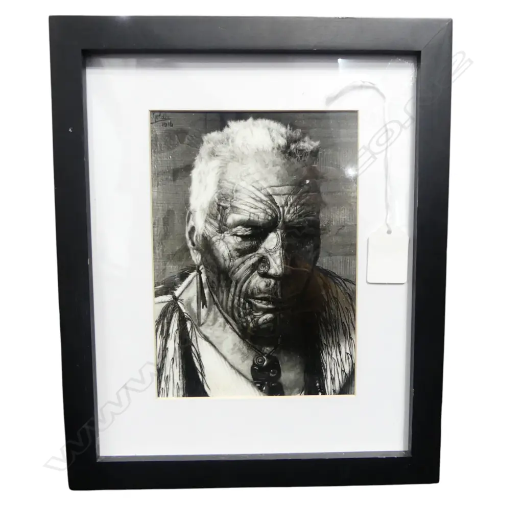 ROBIN MORRISON 'Wharekauri Tahuna' silver gelatin photo of a painting by C.F Goldie 175 x 120mm Image 1++