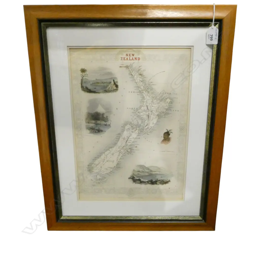 ANTIQUE MAP OF NZ; JOHN TALLIS & CO. 1851 365x255mm Image 1++
