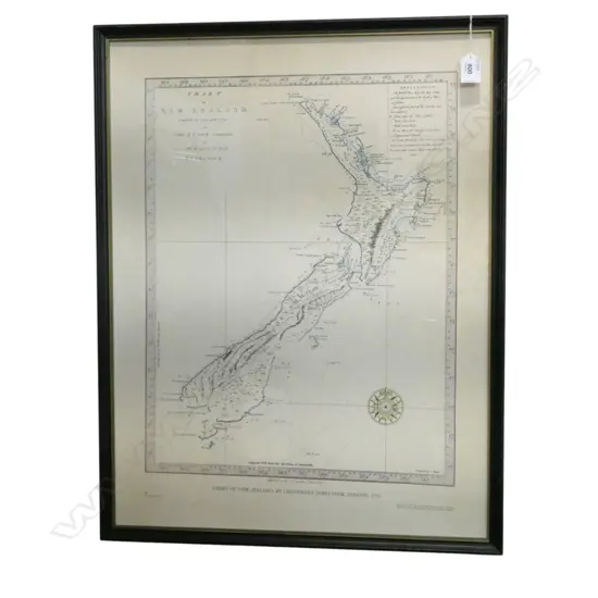 1979 REPRODUCTION PRINT 'CHART OF NEW ZEALAND EXPLORED IN 1769 AND 1770 by COOK 620x480mm