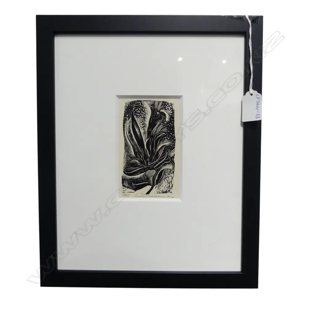 STEWART MACLENNAN Flower Study wood engraving ed. 2/35 signed and editioned 115 x 65mm (housed in cont black frame) Image 1++