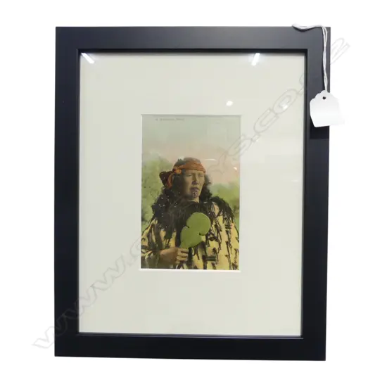 PHOTOGRAPHER UNKNOWN 'A Rangatira Maori' vintage coloured photo print entitled in image 135 x 85mm