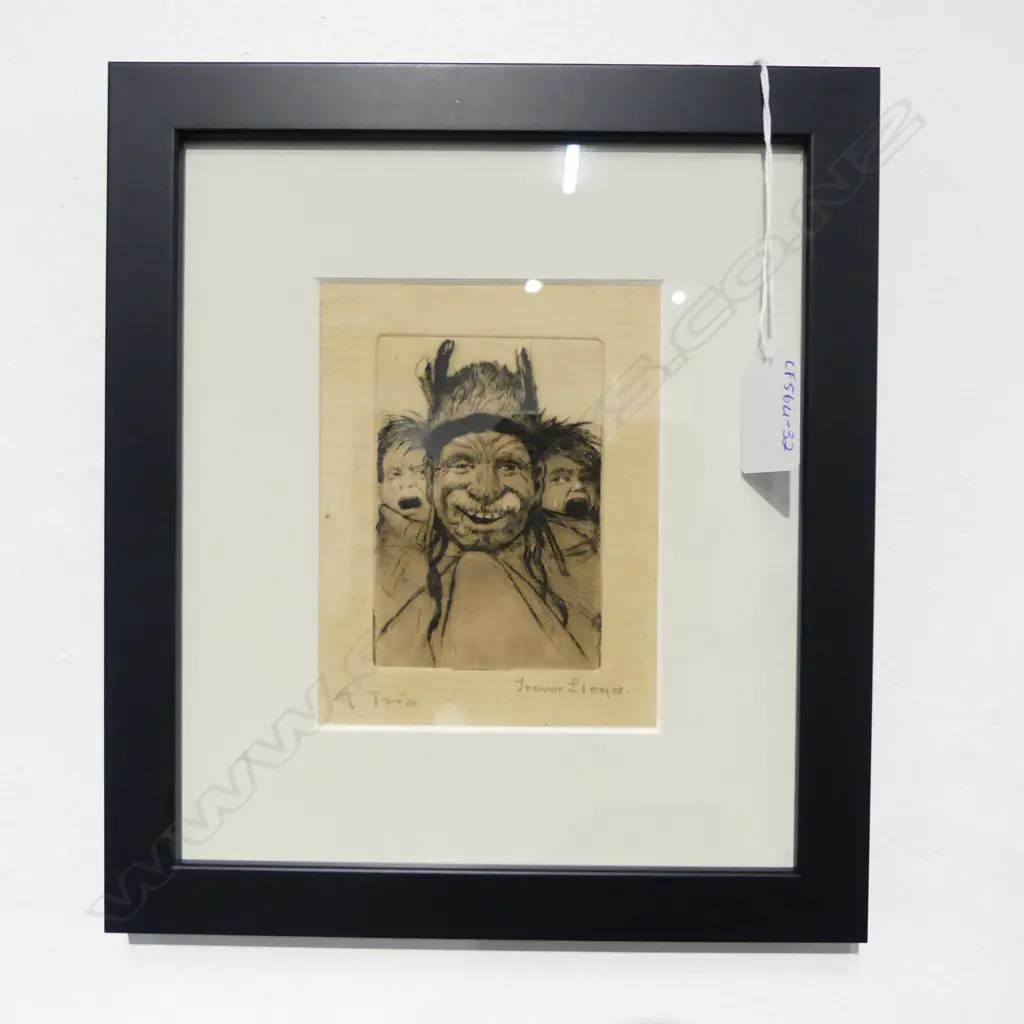 TREVOR LLOYD 'A Trio' etching signed and titled 95 x 63mm (housed in contemporary black frame) Image 1++