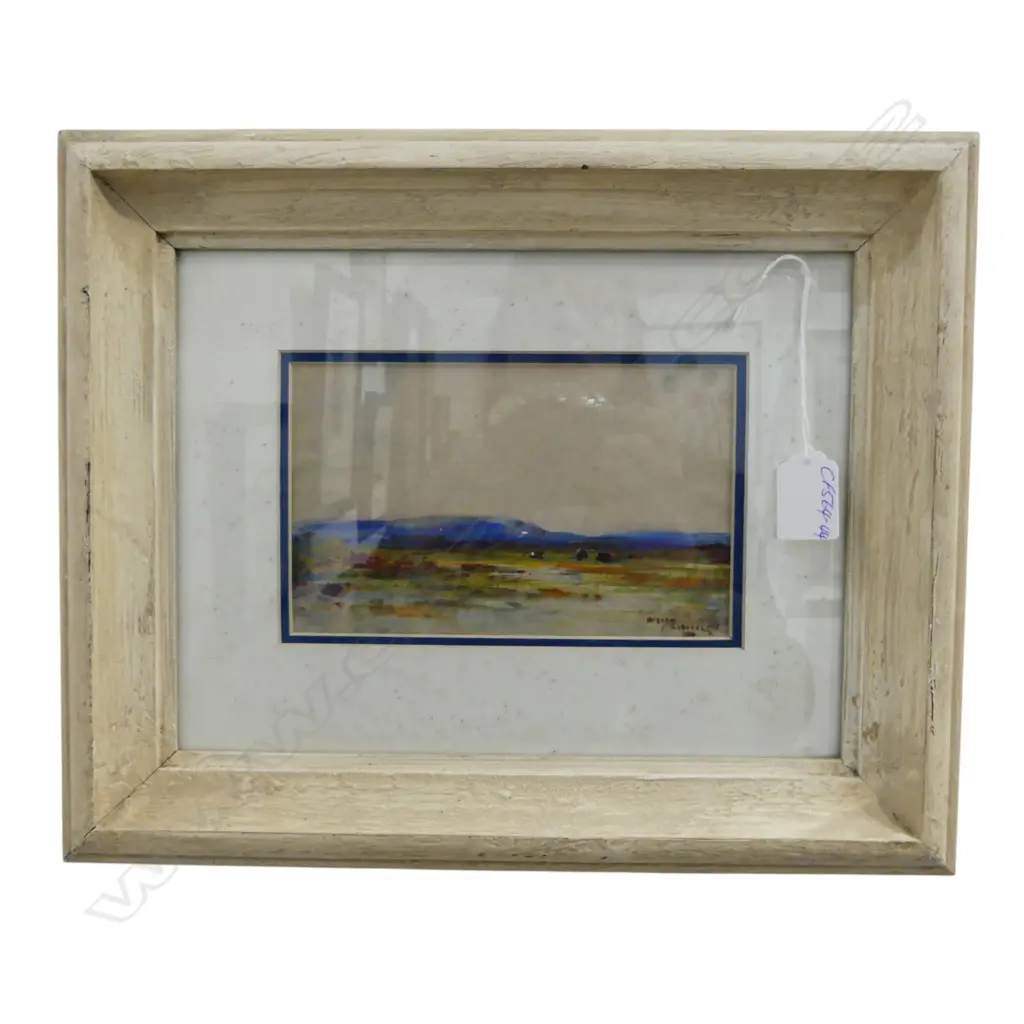 EARLY 20thC SCOTTISH W/C LANDSCAPE. SIGNED illegibly. 110 x 175mm foxing Image 1++