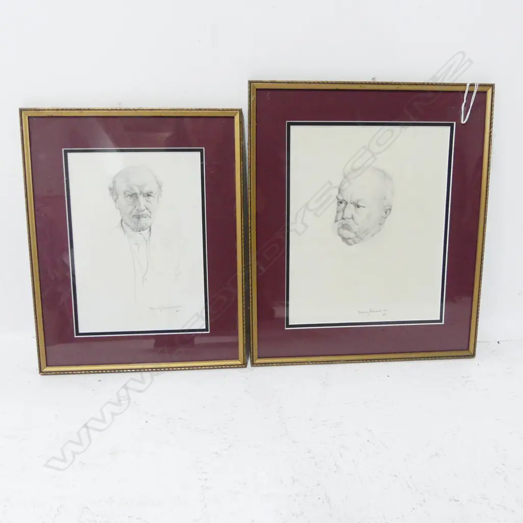 2 HARRY LINLEY RICHARDSON (1878-1947) PENCIL PORTRAITS 250x200mm Image 1++