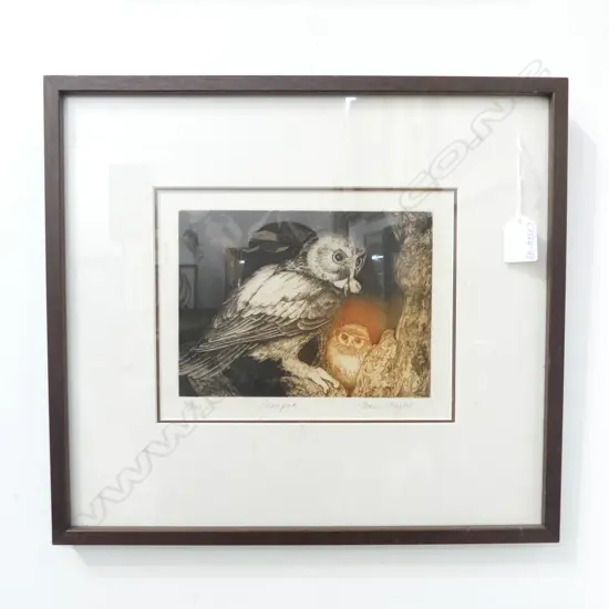 JOAN TAYLOR ETCHING 'MOREPORK' 46/100. Signed entitled & numbered 145 x 200mm
