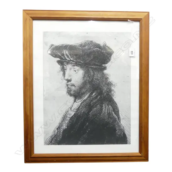 REMBRANDT PHOTO PRINT of 'THE FOURTH ORIENTAL HEAD' 420 x 325mm. ex Estate of John Perry