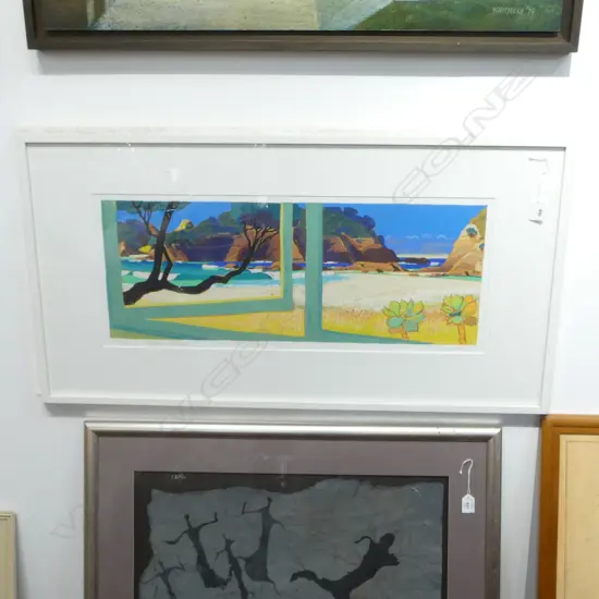 TOM BURNETT 'SANDSPIT - MATAPOURI' SCREEN PRINT 158/200 '01 290x725mm