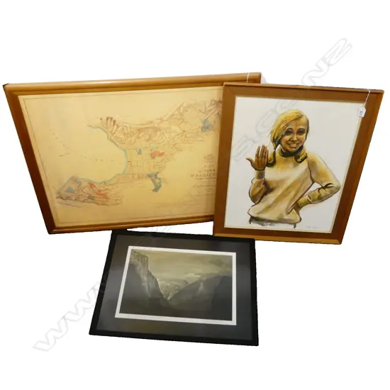 LOUISE NATHAN OIL PORTRAIT 570x450mm + 2 PRINTS 'WELLINGTON 1853' & 'YOSEMITE VALLEY'