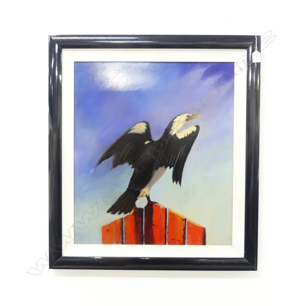 RICHARD ROBINSON (b. NZ 1975) 'MANGAWHAI SHAG' ACRYLIC ON BOARD 06.05.02 595x520mm Image 1++