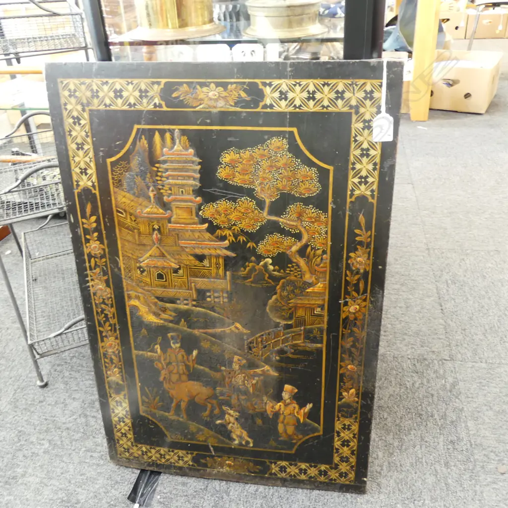 CHINOISERIE LACQUER WOODEN PANEL 740x495mm Image 1++