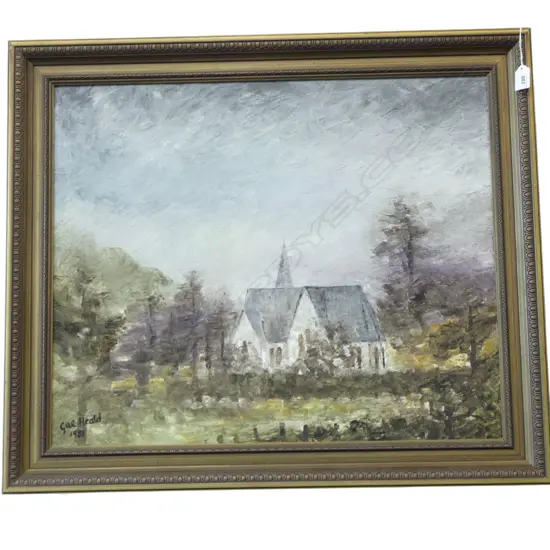 GAE HEALD 'ST MARYS CHURCH, POKENO PAEROA HIGHWAY' OIL ON BOARD '81 525x630mm