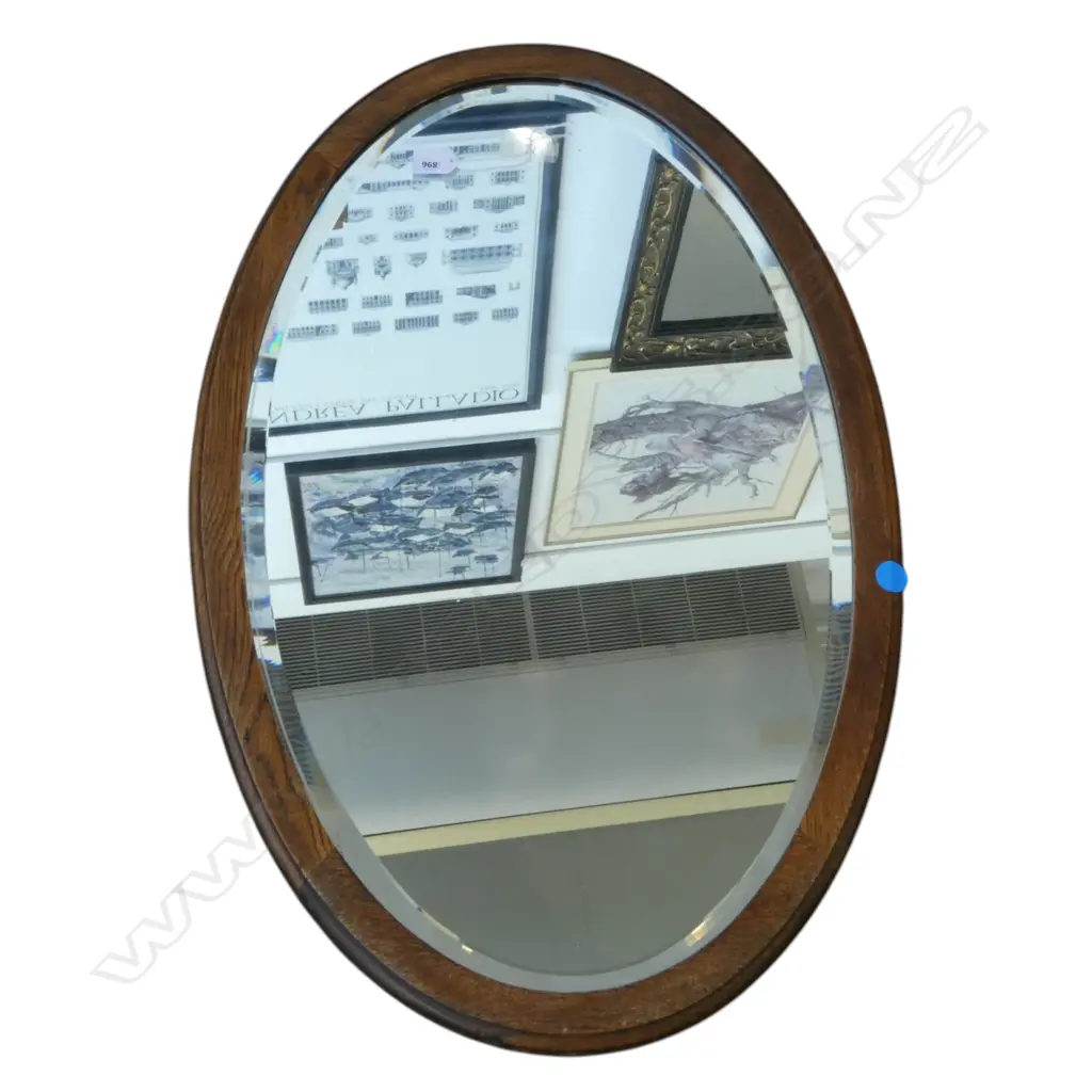 OVAL MIRROR, OAK FRAME 820x520mm Image 1++