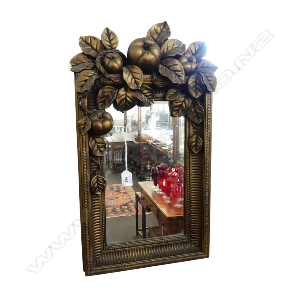 MIRROR w. GOLD PLASTER FRAME - FRUIT TO TOP (chip) 575x350mm Image 1++