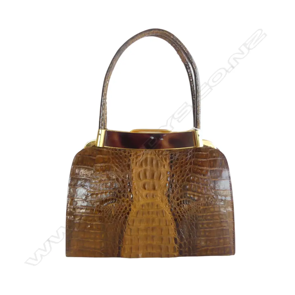 VINTAGE CROCODILE HAND BAG H.375mm Image 1++