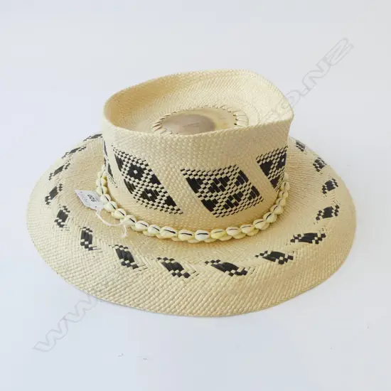 HAND WOVEN HAT EX PENRHYN ATOLL, COOK ISLANDS