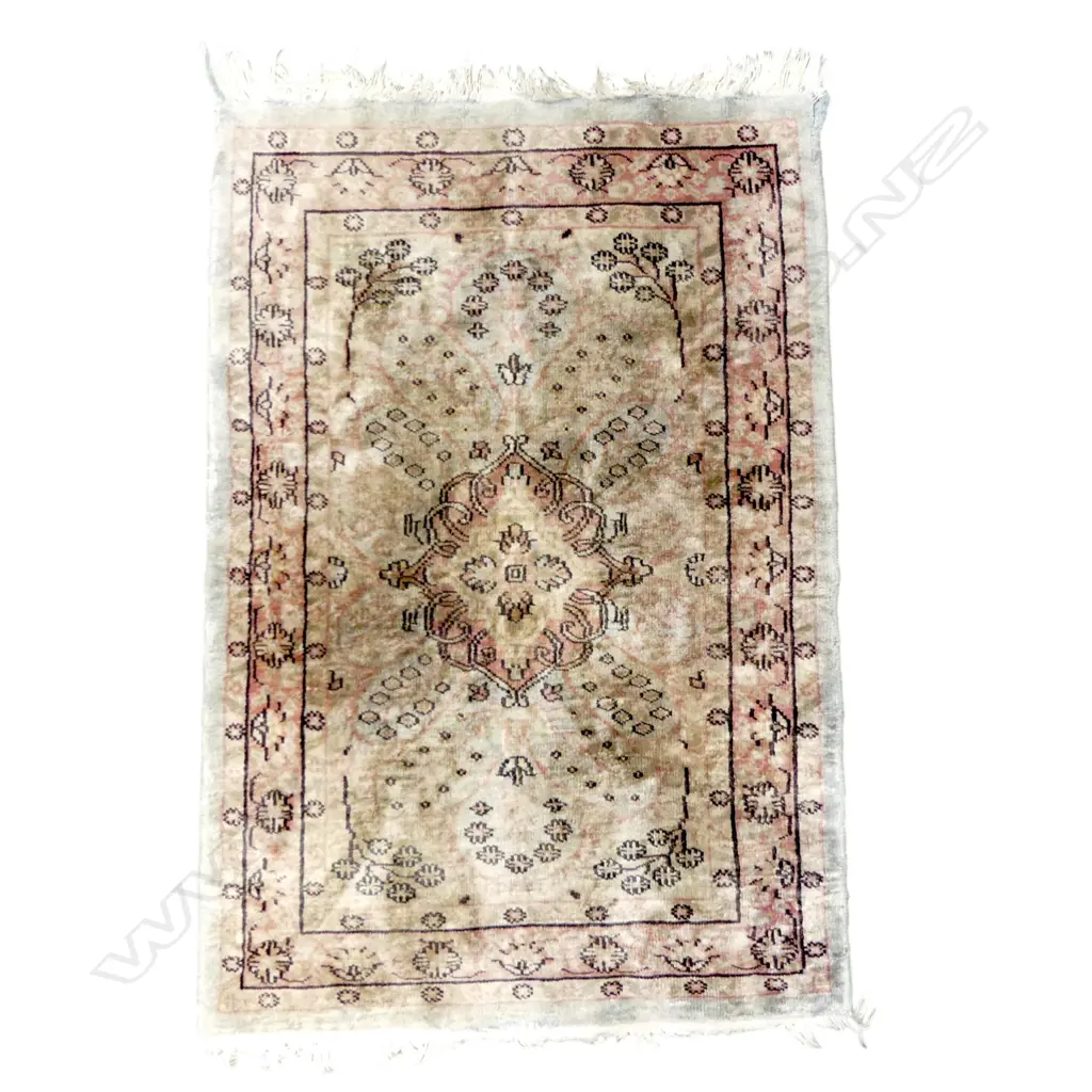 HAND KNOTTED WOOL & SILK PILE RUG Image 1++