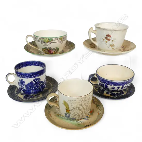 COLLECTION OF 5 VINTAGE GIANT CUPS & SAUCERS