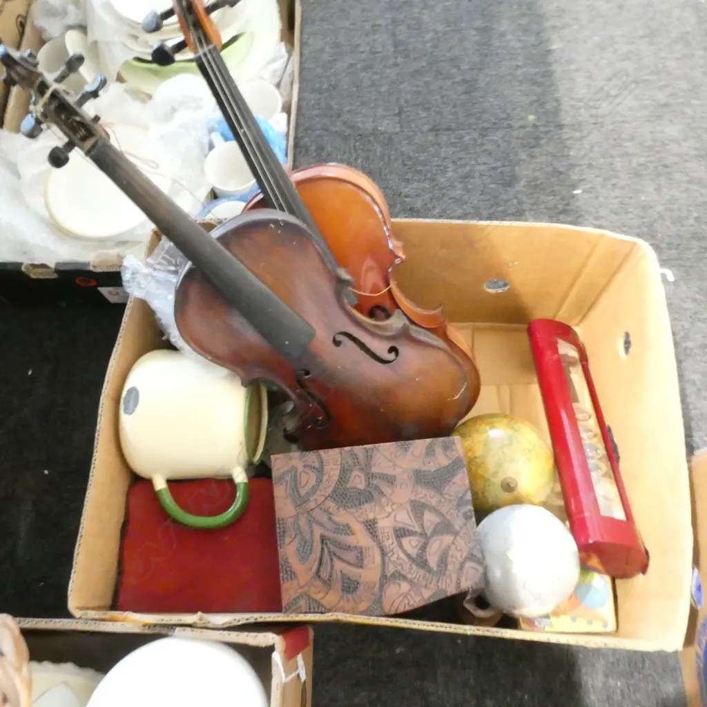BOX OF ASST. INLCUDING VIOLINS etc Image 1++