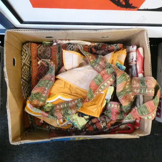 BOX OF ASST. FABRIC CUTTINGS etc