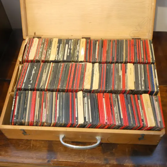 WOODEN CASED COLLECTION OF GLASS PHOTO SLIDES L380MM. Ex Tommy Doyle Estate