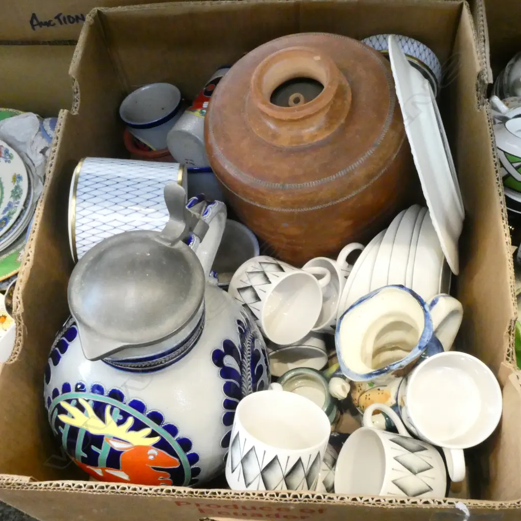 ASST. CHINA, STONEWARE, CROWN LYNN, W.GERMAN REINDEER LIDDED JUG, etc Image 1++