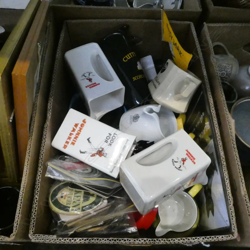 BOX OF ASST. SCOTCH WHISKEY ADVERTISING + COLLECTION BEER COASTERS Image 1++