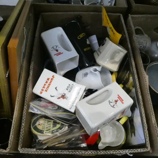 BOX OF ASST. SCOTCH WHISKEY ADVERTISING + COLLECTION BEER COASTERS