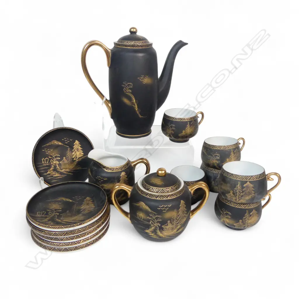JAPANESE SILHOUETTE, EGG-SHELL CHINA COFFEE SET. H.190mm COFFEE POT Image 1++