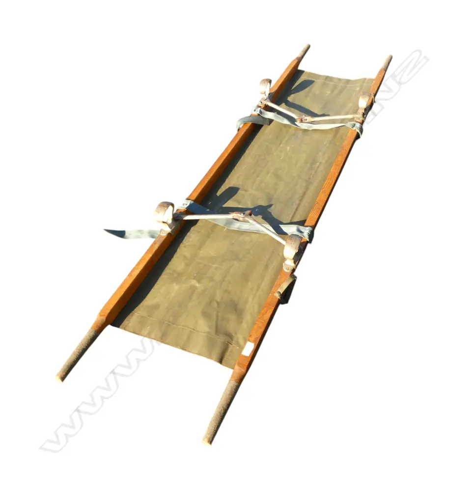 VINTAGE OLIVE GREEN MILITARY FIELD GURNEY STRETCHER, 2 MAN CARRY COT,L.2300mm Image 1++