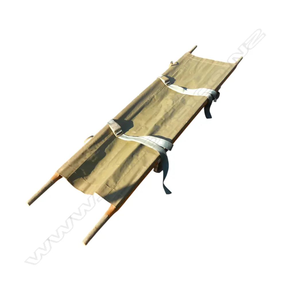 VINTAGE OLIVE GREEN MILITARY FIELD GURNEY STRETCHER, 2 MAN CARRY COT,L.2300mm Image 1++