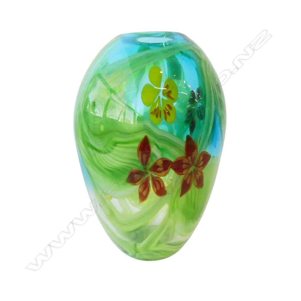 LARGE FLORAL ART GLASS VASE Image 1++