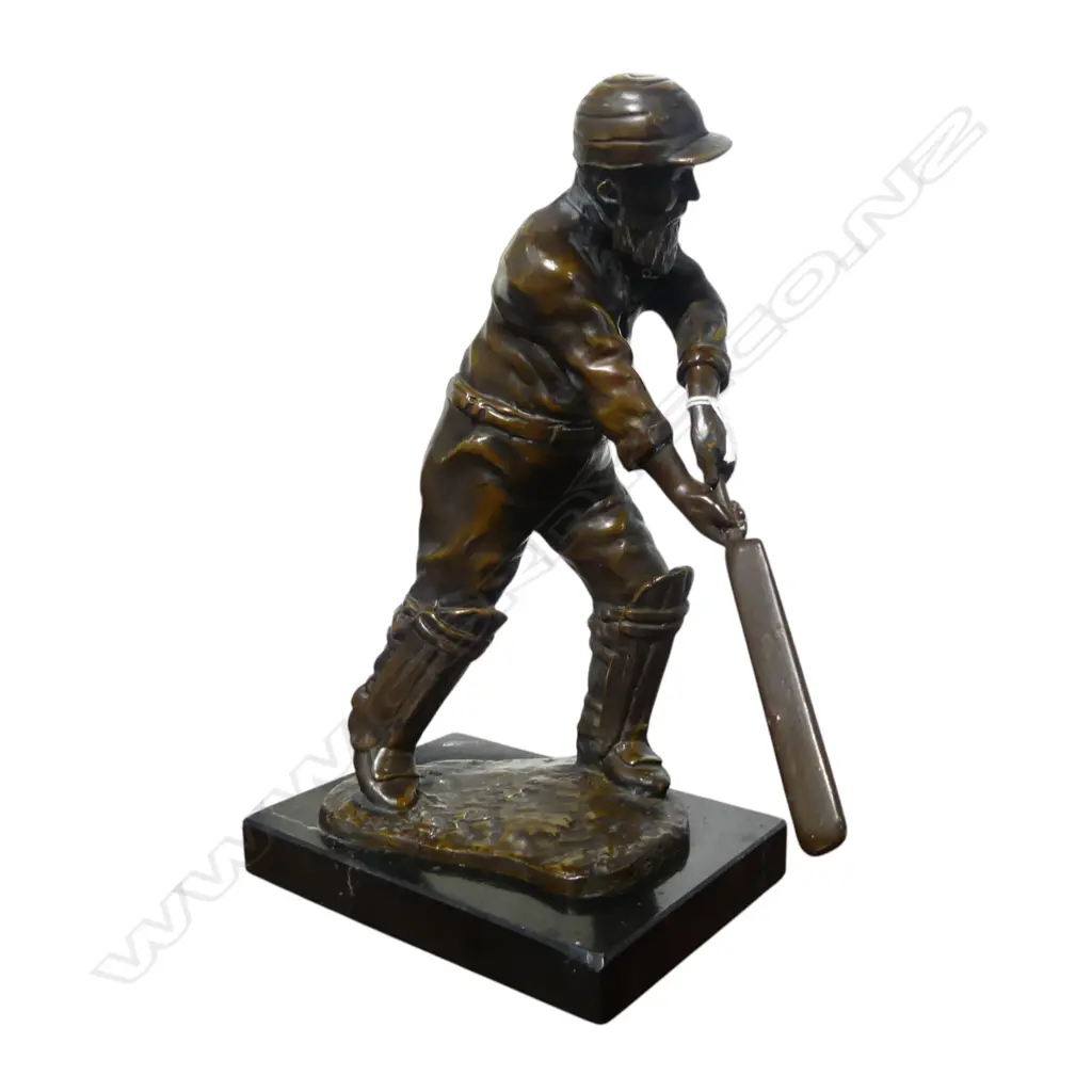 BRONZE CAST FIGURE OF W.G. GRACE ON MARBLE BASE H.290mm Image 1++