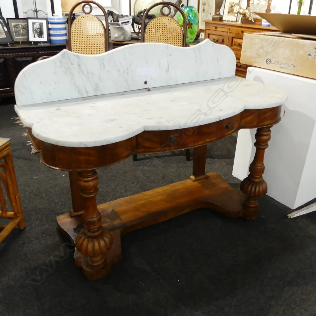 VICTORIAN MARBLE TOPPED WASH STAND 1240x520x930mm Image 1++