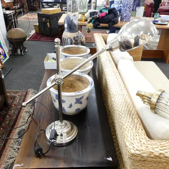 INDUSTRIAL STYLE SILVER METAL TABLE LAMP H.660mm