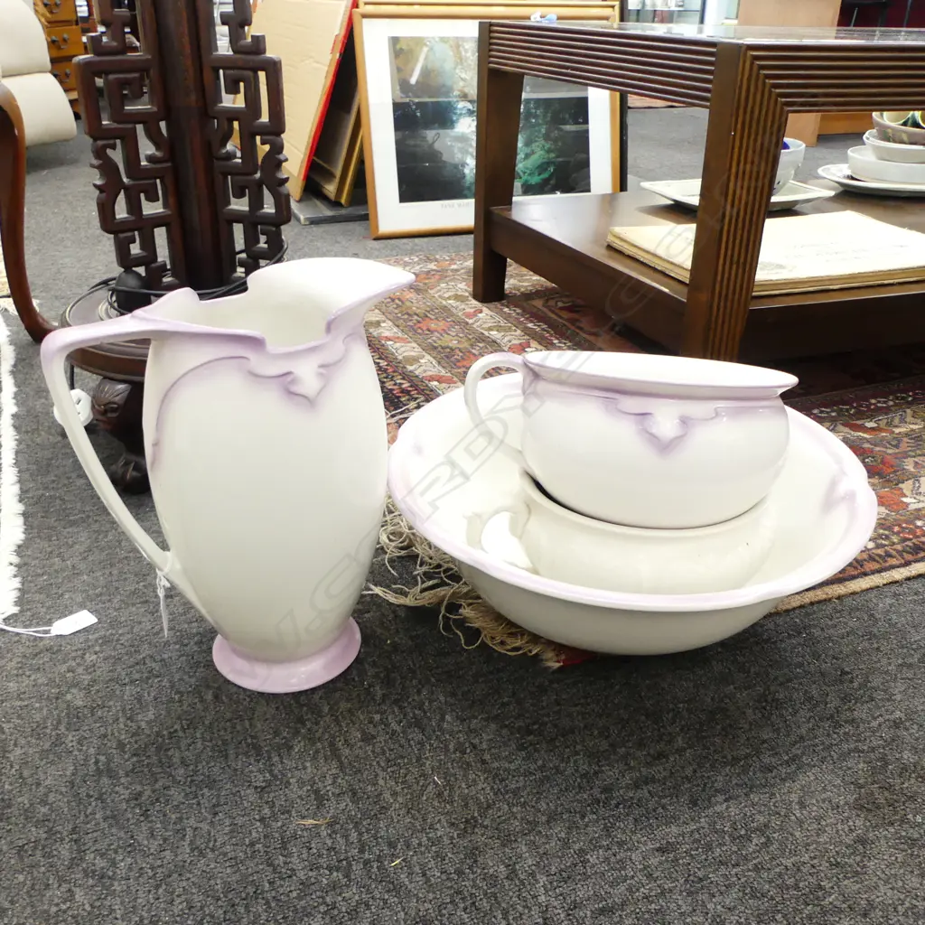 3 PCE BURLEIGH WARE WASH SET + POTTY MINOR FAULTS Image 1++