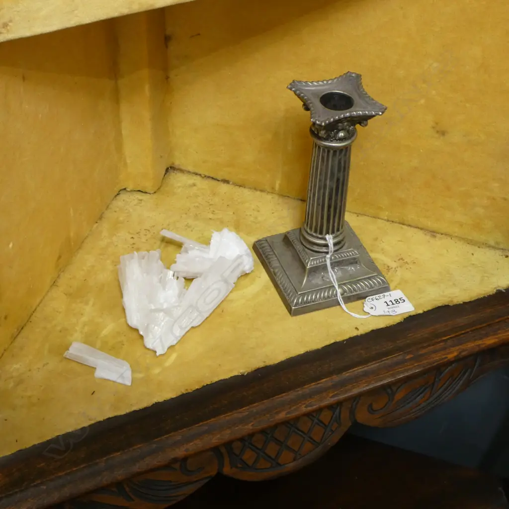 CRYSTAL CLUSTERS WITH S/P COLUMN CANDLE STICK H.160mm Image 1++