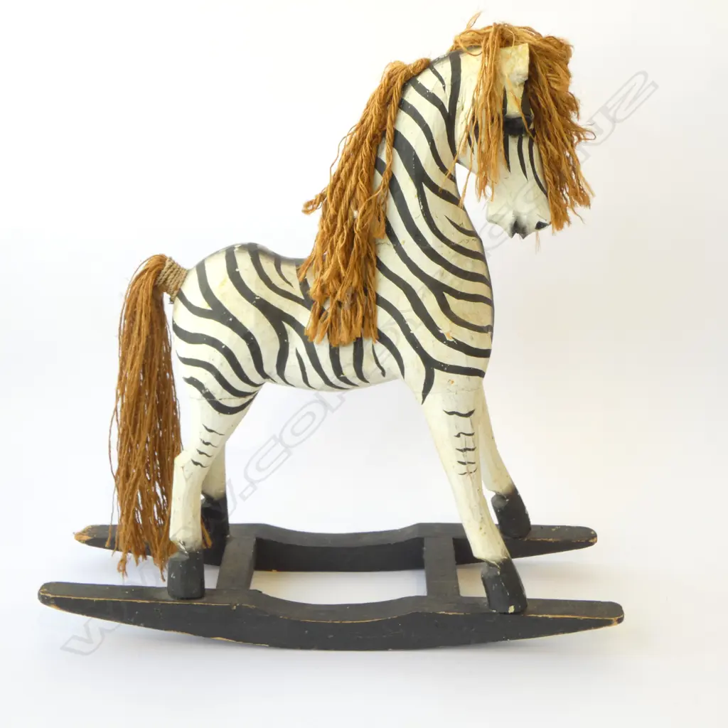 SMALL WOODEN ZEBRA ROCKING HORSE H.460mm some faults Image 1++