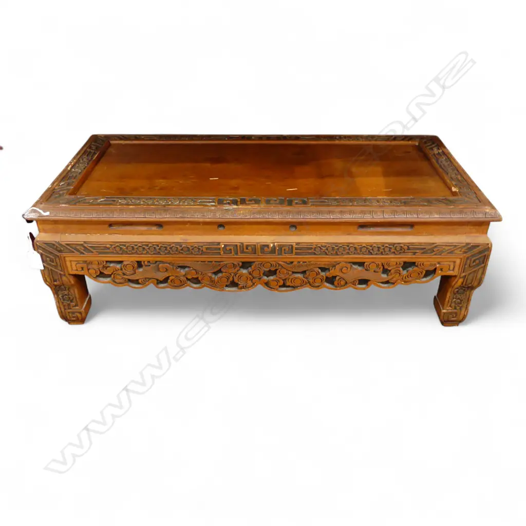 ORIENTAL CARVED WOODEN LOW TABLE W.765mm Image 1++