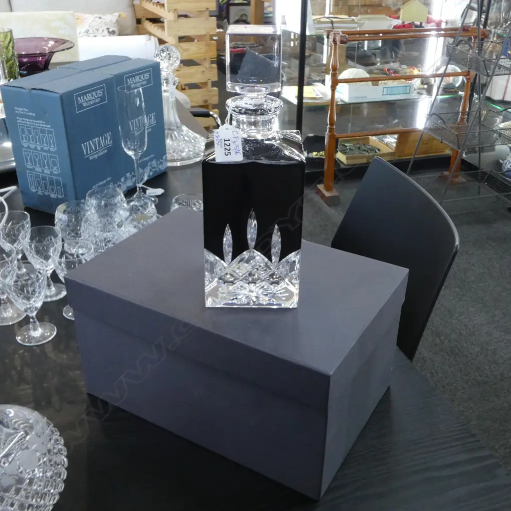 WATERFORD LISMORE BLACK SQUARE DECANTER H.260mm + BOX Image 1++