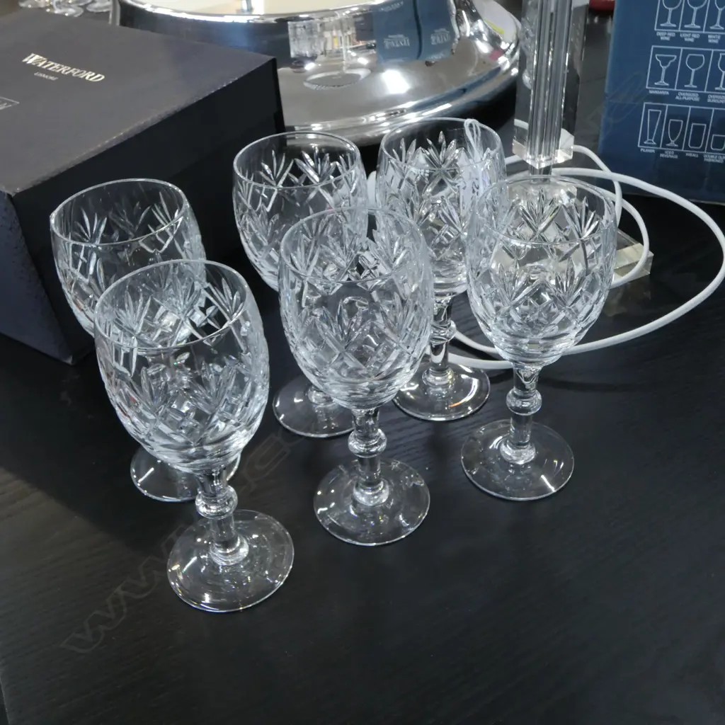 SIX WEBB CORBETT ‘GEORGIAN’ CRYSTAL WINE GLASSES CROWN MARK, H.165MM Image 1++