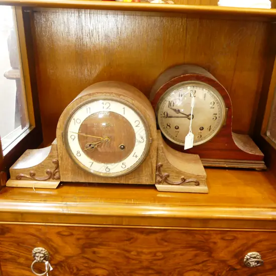 2 VINTAGE MANTEL CLOCKS W.395mm