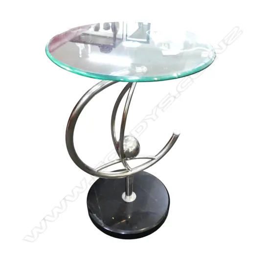 CHROME & GLASS SIDE TABLE H.590mm