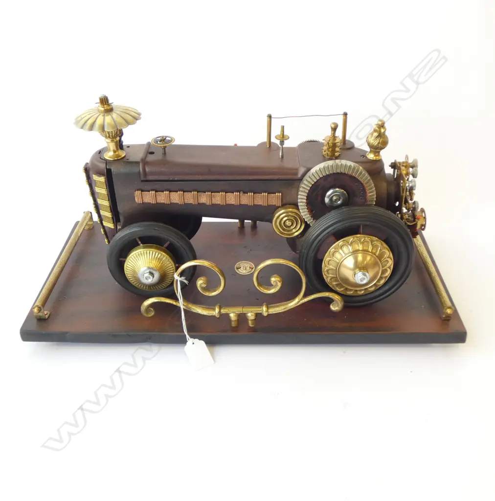 MODEL OF A TRACTOR ENGINE ON STAND W.500mm body from old sewing machine Image 1++