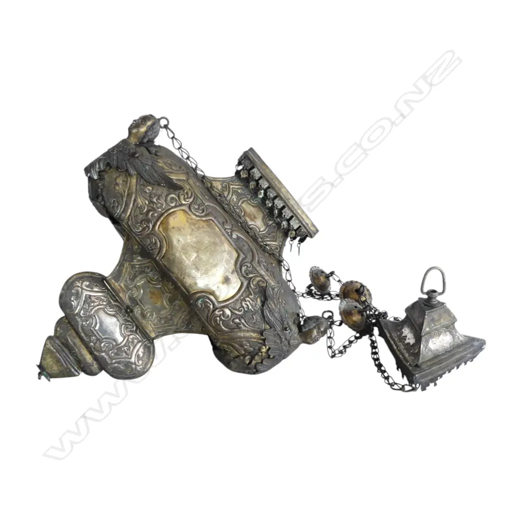 19thC SPANISH CHURCH SANCTUARY LAMP H.980mm Image 1++