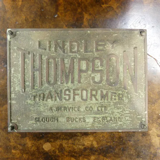 LINDLEY THOMPSON TRANSFORMER PLAQUE 140x190mm 'FROM PT. CHEV DECOMISSIONED JULY 2011' VERSO