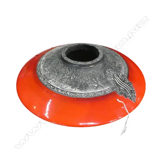 LG RED STUDIO POTTERY VASE, 450mm dia