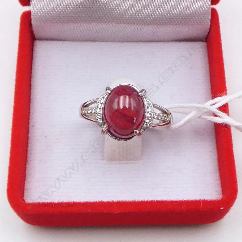 SILVER GARNET SET RING, SIZE ADJUSTABLE Image 1++